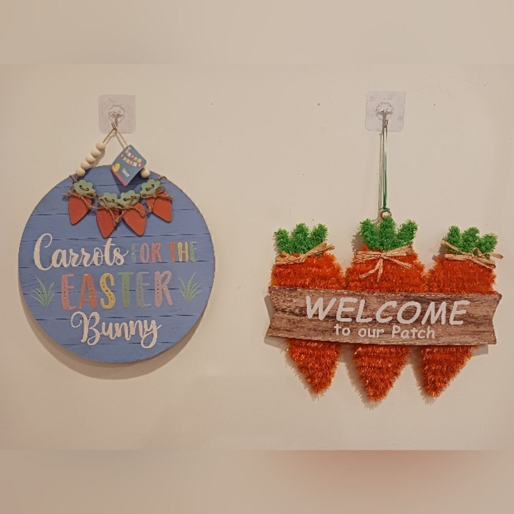 Happy Easter Decor - Welcome To our Patch Carrots Sign & Carrots for Easter Bunn